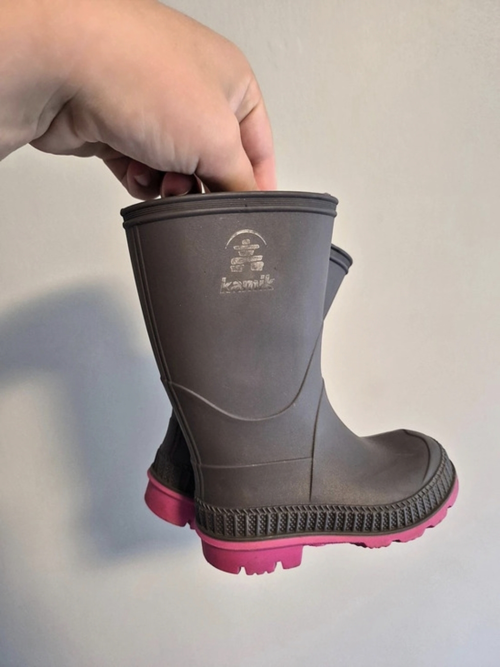 Kamik Infant 5 Black & Pink Rubber Boots